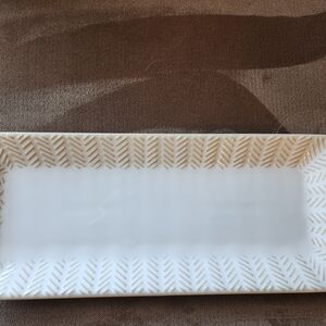 Elegant White and Gold Rectangular Tray